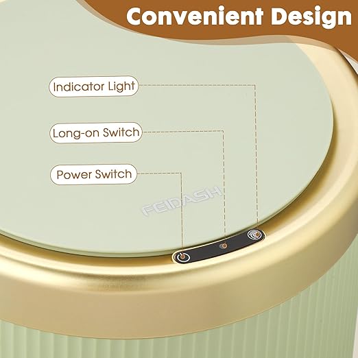 Smart Touchless Bathroom Trash Can 2.8 Gallon Automatic Motion Sensor Rubbish Can with Lid Electric Small Garbage Bin for Kitchen Office Toilet Bedroom -Green