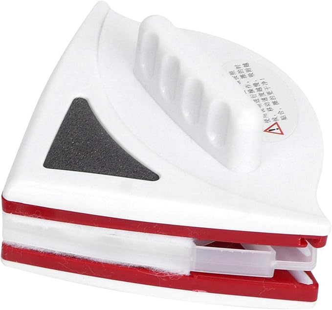 EVTSCAN Double-side Magnetic Glass Wiper Window Cleaner Magnetic Glass Cleaning Tool Brush (Red)