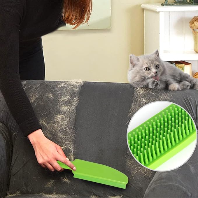 Rubber Broom and Pet Hair Removal Brush Set for Carpet Fur Remover Broom with Squeegee for Wooden Floor Detailing Lint Remover Brush for Pet Dog Cat Hair Car Interior