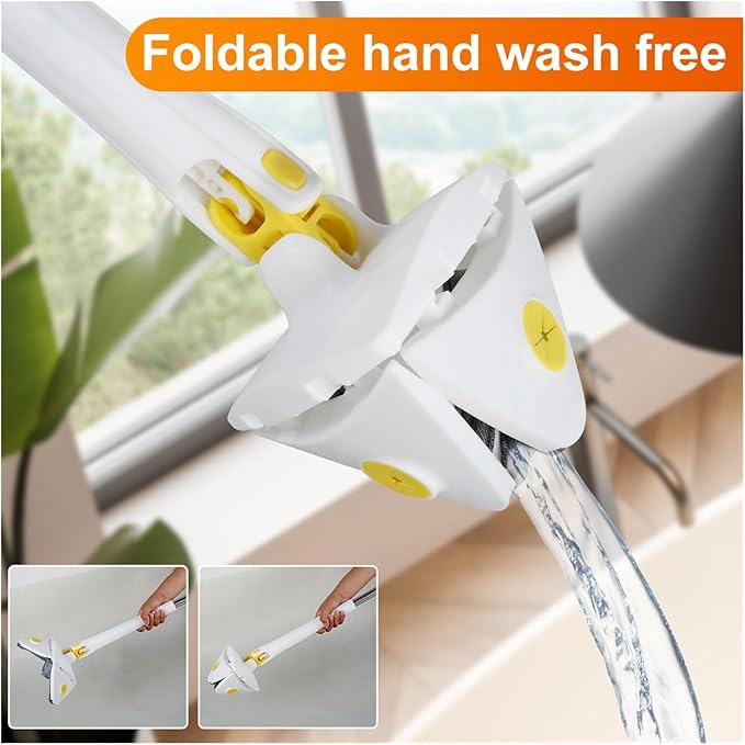 Telescopic Triangle Mop 360° Rotatable Cleaning Foldable Self Water Squeezing Wall Wet and Dry Use Home Tools