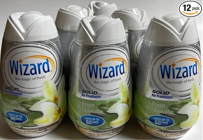Wizard The Magic of Fresh gel Air Freshener solid air freshener 7.8 oz fresh vanilla (Pack of 12)