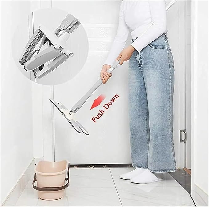 Floor Mop X-Shaped Microfiber Cleaning 360° Rotating Hand-Free Washing Wood Squeeze for Home Kitchen(1mop4cloth)