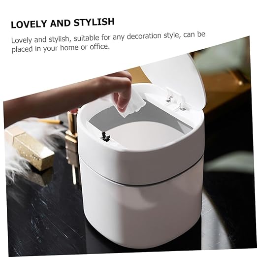 Angoily 2pcs Small Tabletop Garbage Bin with Lid Plastic Desk Trash Can for Household Kitchen Office Use Wear-Resistant Mini Wastebasket with Gentle Flip Cover No Odor Exposed Design