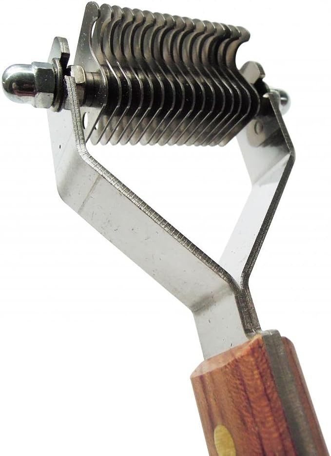 Mars Coat King Dematting Undercoat Grooming Rake Stripper Tool for Dogs and Cats Stainless Steel with Wooden Handle for Thick Coats 16-Blade Stripper for Groomers Pet Owners