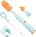 Yardwe Electric Silicone Bottle Cleaning Brush Set for Babies 360° Rotatable Milk Bottle and Nipple Cleaner Detachable Automatic Cleaning Tool Blue 3pcs Kit for Feeding