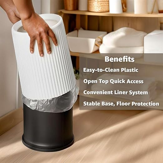 2 Pack - 4 Gallon Plastic Indoor Trash Can for Bedroom Bathroom Dorm or Apartment - Compact Wastebasket Fits Under Desk or Sink White