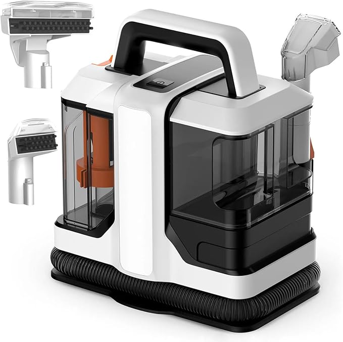 Portable Carpet Cleaner Machine - Handheld Deep Stain Cleaning with Dual Size Brushhead 15Kpa Power for Carpets Upholstery and Furniture Cleaning