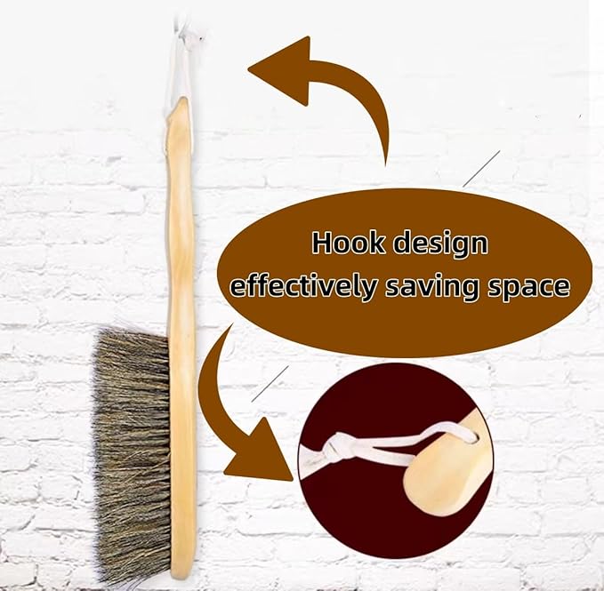 Horsehair Brushes Horsehair Bristles Duster with HookHand Broom Cleaning BrushesWooden Brush for Furniture Patio BedCarBedCouchGardenFurnitureClothesKitchen(Round)