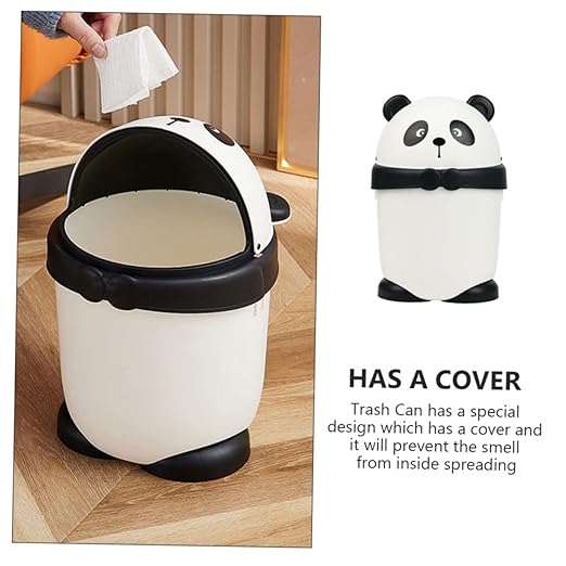 Luxshiny Cartoon Panda Trash Can Cute Storage Bin for Rooms Wastebasket with Shake Lid Mini Trash Can for Home Office Organization