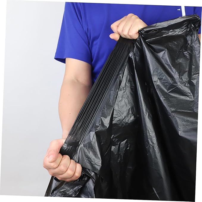 50pcs Large Garbage Bags Heavy Duty Contractor Trash Bags 80x100cm Black Commercial Kitchen Trash Can Liners for Outdoor Gardening and Property Maintenance