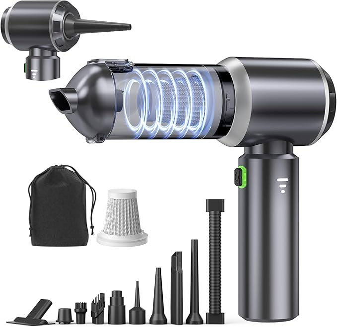 Car Vacuum Portable Cordless Small Handheld Vacuum Cleaner with 24000PA High Power Suction Mini Vacuum Cordless Rechargeable with One-Touch Empty 10-in-1 Hand Vac for Car Home Office Dust