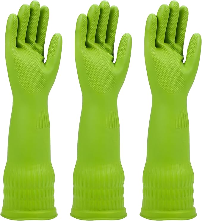 Rubber dishwashing gloves 3 or 6 Pairs for kitchenCleaning washing dish gloves long for household reuseable durable.