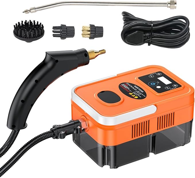 1800W Handheld Steam Cleaner for Sofa Window Kitchen with 6 Levels Adjustable and 1200ml Large Capacity Portable Handle Touch Screen 4pcs Accessories 105 High Temperature (US Plug)