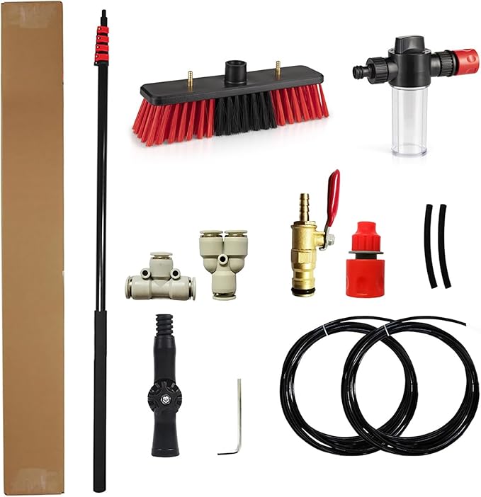 Telescopic Window Cleaner Window Cleaning Pole Water Fed Telescopic Brush Window Cleaner Kit Extendable Solar Panel Washing36FT/10.8m