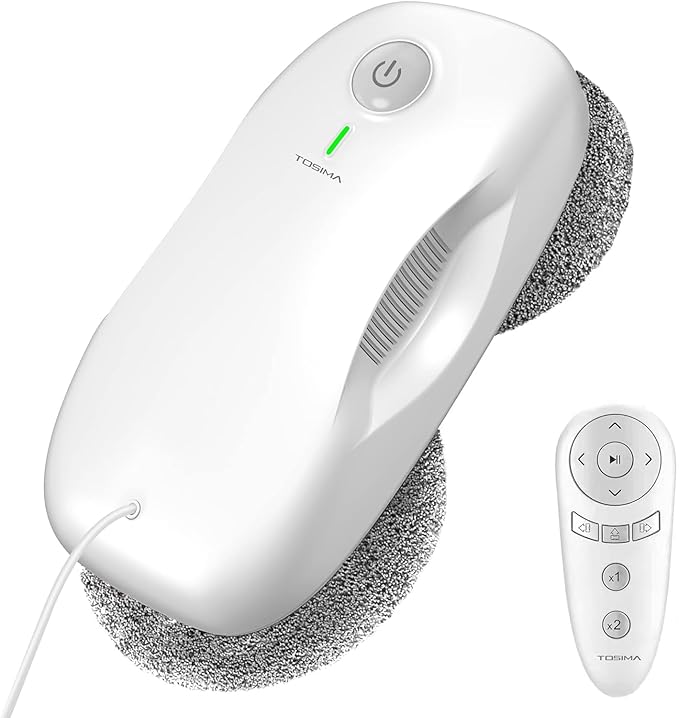 Tosima W2 Window Cleaner Robot Automatic Cleaning with Intelligent Path Planning 3800Pa Suction Power Edge Detection Technology Remote Control White