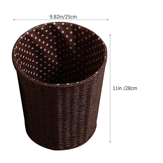 Rattan Woven Trash Can Wastebasket with Liner Kitchen Storage Basket Decorative Basket for Home Living Room Bedroom Bathroom Use Random Color Random Color
