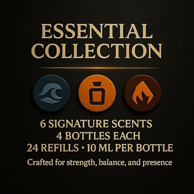 Car Air Freshener Refill Liquid Set of 24 x 10 ML - Smart Car Air Freshener Refill - Car Fragrance Refill - Car Diffuser Refill (Essential Collection)