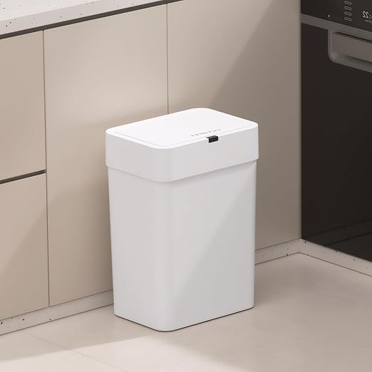 Gallon Motion Sensor Bathroom Trash Can with Lid Automatic Garbage Bin for Bathroom Slim Plastic Narrow Bedroom Trash Bin Garbage Can 15L