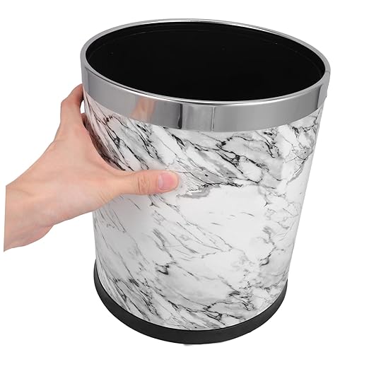 Marbling Trash Can Wastebasket for Home Office Bathroom and Easy to Clean Elegant Design for Bedroom and Dorm Use