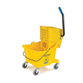Carlisle FoodService Products 26-Quart Commercial Mop Bucket with Side-Press Wringer Precision-Molded Polypropylene Durable Wringer Bucket with Non-Marking Casters 18.5 x 16.5 x 23 Inches Yellow