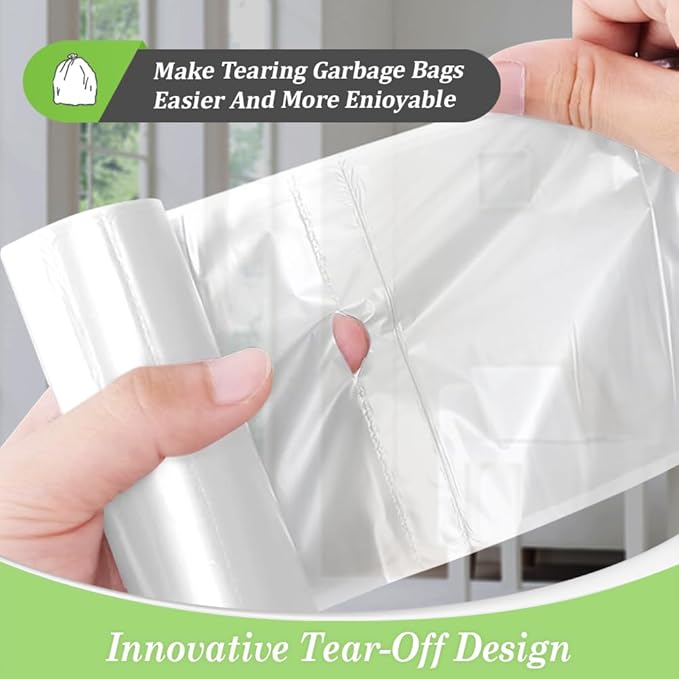 5 Gallon 330 Counts Strong Trash Bags Garbage Bags by Teivio Bathroom Trash Can Bin Liners Plastic Bags for home office kitchen Clear