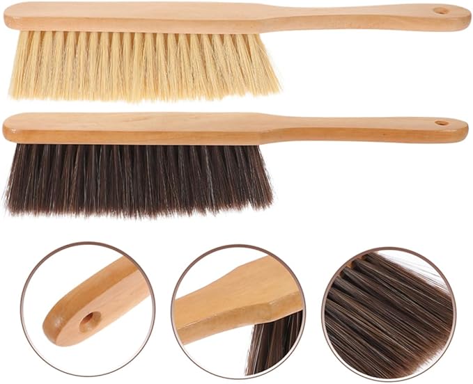 Happyyami 4pcs Soft Bristle Brush for Cleaning Hand Broom Brush Dust for Block Bench Furniture Garden