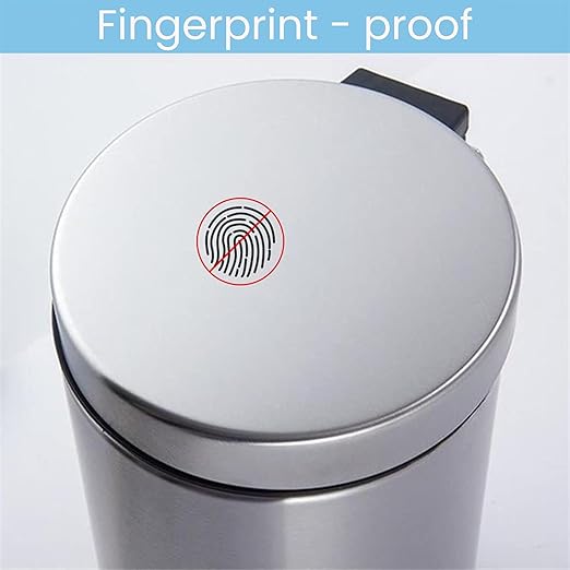 5 Liter / 1.3 Gallon Stainless Steel Round Bathroom Trash Can with Soft Close Lid and Foot Pedal for Bathroom Kitchen &amp Small Space (9 L x 9 W x 11 H)