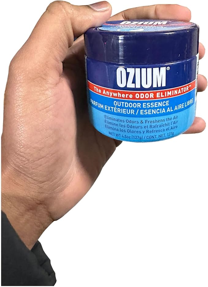 Ozium 4.5 Oz. Odor Eliminating Gel for Homes Cars Offices and More (Original + Carbon Black + Outdoor Essence + That New Car Smell) 4 Pack Variety