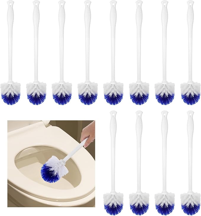 12 Pcs Toilet Brush 18.5 Inch Long Plastic Handled Toilet Bowl Cleaning Brush Soft Bristle Heavy Duty Long Scrubber for Household Bathroom Cleaning Supplies