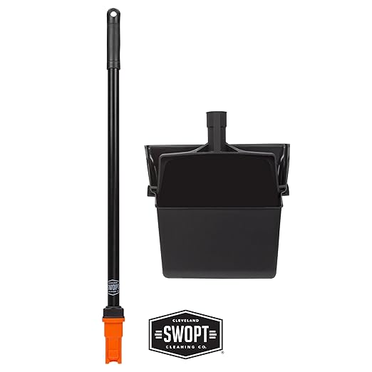 SWOPT 12” Upright Dustpan Standard Combo – Ergonomic Design Eliminates Need to Bend While Cleaning – Interchangeable with All SWOPT Cleaning Products