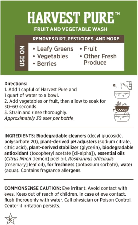Melaleuca Harvest Pure Fruit and Vegetable Wash – 8 fl oz – Biodegradable Produce Cleaner – Removes Dirt Residue &amp Surface Contaminants – Food-Safe Formula Easy Rinse