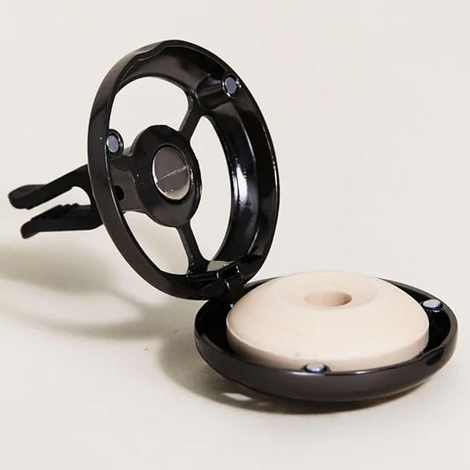 Maison Berger Car Diffuser Set – Refillable Vent Clip Ceramic Refill Made in France - Luxury Auto Scent - 4-Week Diffusion - Elegant Air Freshener for All Car Vents (Lolita Lempicka Black)