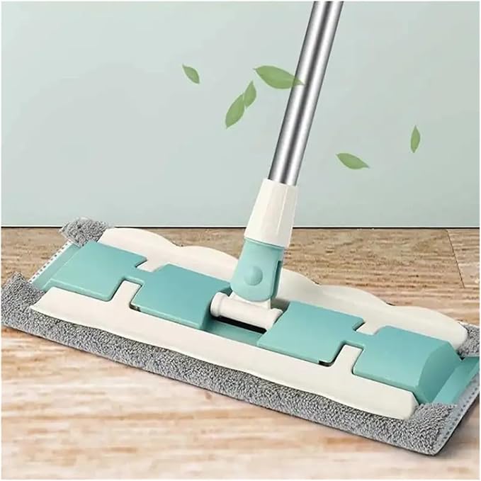 Flat Mop Stainless Steel Handle with Washable 3Mop Cloths Large Telescopic Floor Household Cleaning Tool(Pink 4 Cloths)