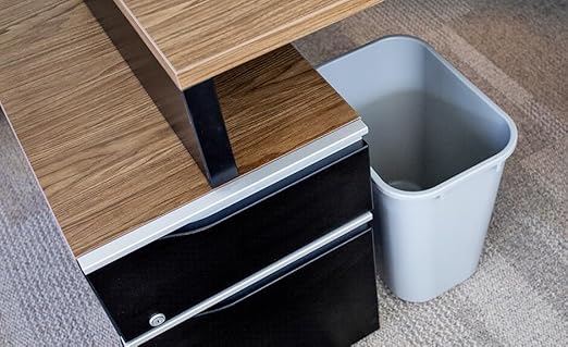 Rectangular Commercial Office Trash and Recycling Combo Bins Wastebasket Deskside B (Black and Grey 10 Gallon)