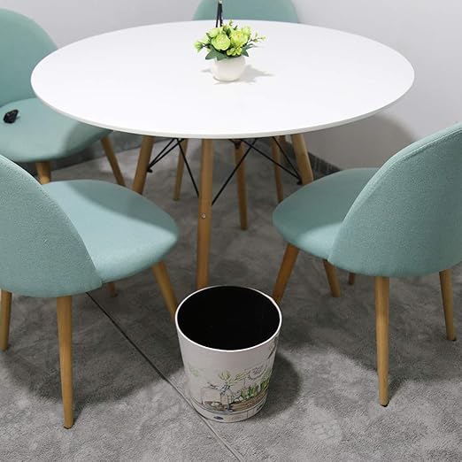 Wastebasket British Style PU Leather Round Decorative Trash Bin Garbage Can Wastebasket Without Lid for Living Room Home Office - Plants and Butterfly