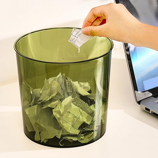 Large Capacity Trash Can Garbage Bucket Plastic Wastebasket for Home Office Open Lid Green Round Multi-Function Trash Bin for Living Room Kitchen