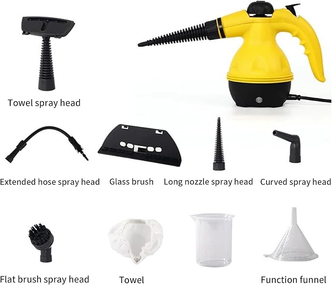 Handheld Steam Cleaner 1250W Multi-Purpose Portable Powerful Steamer Grout Floor Fabric Steaming Tool for Car Kitchen Upholstery Window Auto Dirt Grease Cleaning