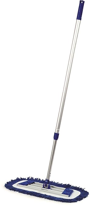 FLO-PAC Dry Mop Mop Pad Looped Fringe with Microfiber Center for Floor and Wall Cleaning 24 Inches Blue (Pack of 12)