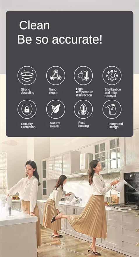 1000W Handheld Steam Cleaner Pressurized Multi-Surface Steam Cleaner for Home Use W/6pcs Tools and Safety Lock to Remove Grime Grease