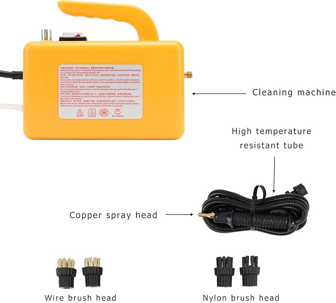 High Pressure Steam Cleaner For Car Handheld Pressurized Steam Cleaner Tankless Cleaning Machine Adjustable Portable Cleaning Machine For Home Car Detailing Kitchen Appliances