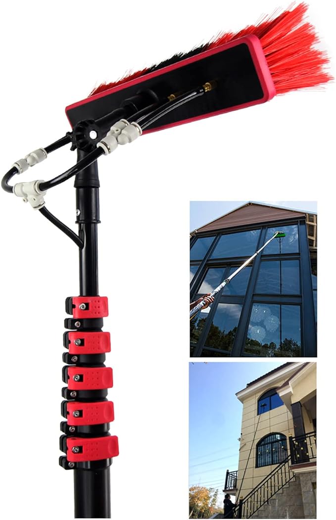 Solar Panel Window Cleaning Kit with Extension Pole Water Fed Pole Outdoor Window Glass Cleaner Photovoltaic Panel Cleaning System6M/20FT