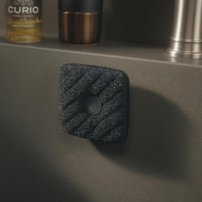Ionic Non-Scratch Dish Sponges with Magnetized Holder Odor Resistant Synthetic Scrub Sponges 12 Pack Black