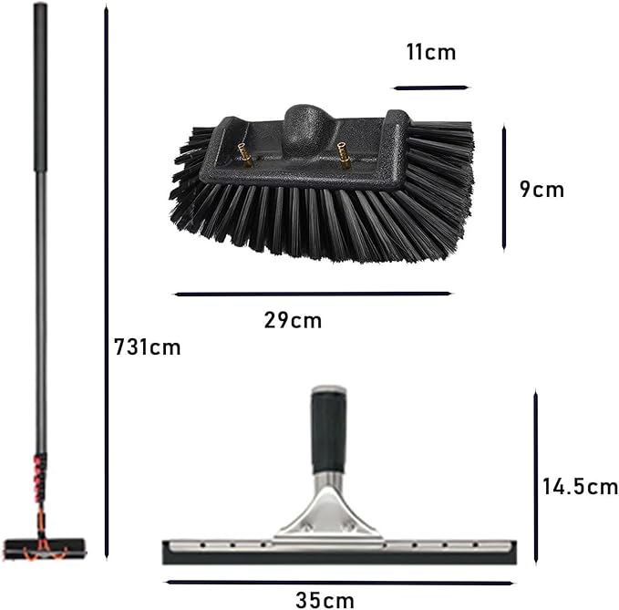 Water Fed Pole Kit Water Fed Brush Water Fed Pole Kit 36ft Length Water Fed Brush w/Squeegee Cleaning Tool for Window Glass Extendable Cleaner(35cm Brush Head9M/30F