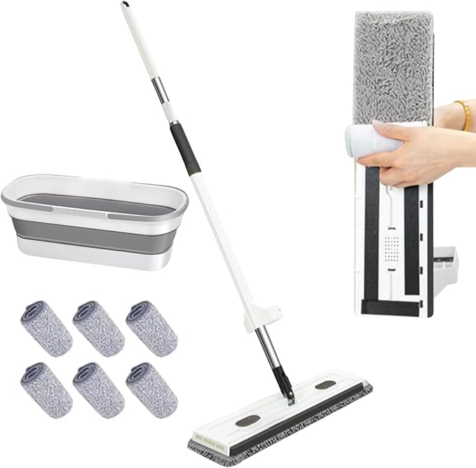 360° Rotatable Flat Floor Mop 58 Inch Long Handle with Washable Pads Large Microfiber Mop for Tile &amp Hardwood Floors Lightweight Cleaning Tool for Kitchen Bathroom Living Room