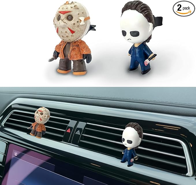 GENANY 3D Resin Horror Movie Killer Character Car Air Freshener Vent Clips Spooky Car Freshener Horror Air Freshener Gothic Gifts for Women and Men Cool Spring Gifts For Horror Fans