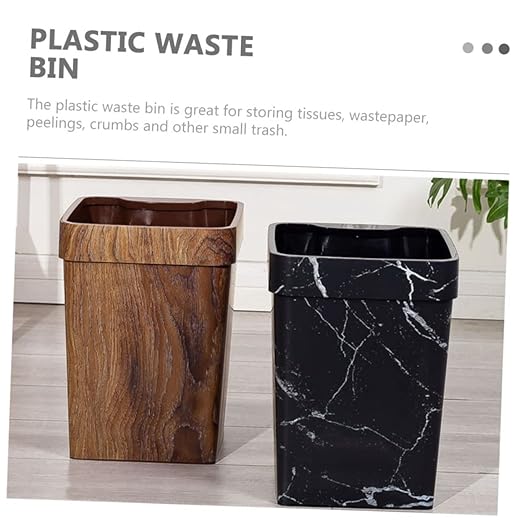 Wood Grain Waste Container Retro Style Trash Can for Bathroom Bedroom and Kitchen Stable Structure Easy to Clean Nordic Design Wastebasket