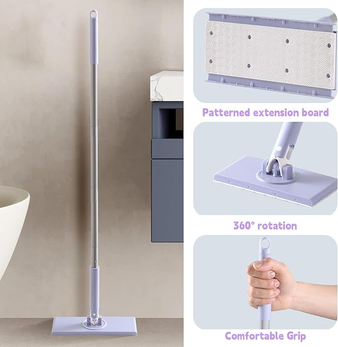 Snap Grip Mini MopZero Touch No Wash Lazy MopCompatible with Swiffer &amp Face Towels360 Degree Rotating Adjustable for Wet/Dry FloorsTileHardwoodCorners.(50 inches+Cloth *10).