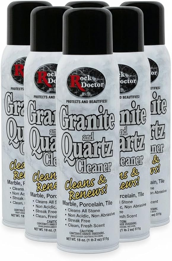 Rock Doctor Granite &amp Quartz Cleaner Spray 18 oz. Can Cleans Tile Marble Kitchen Countertop and Natural Stone Surfaces Streak-Free Shine (6Pack)