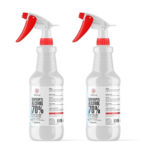 Isopropyl Alcohol (IPA) 70% - USP Grade - 2 Quarts with Spray Top (64 FL Oz Total) - Rubbing Alcohol 70 Percent - Alliance Chemical
