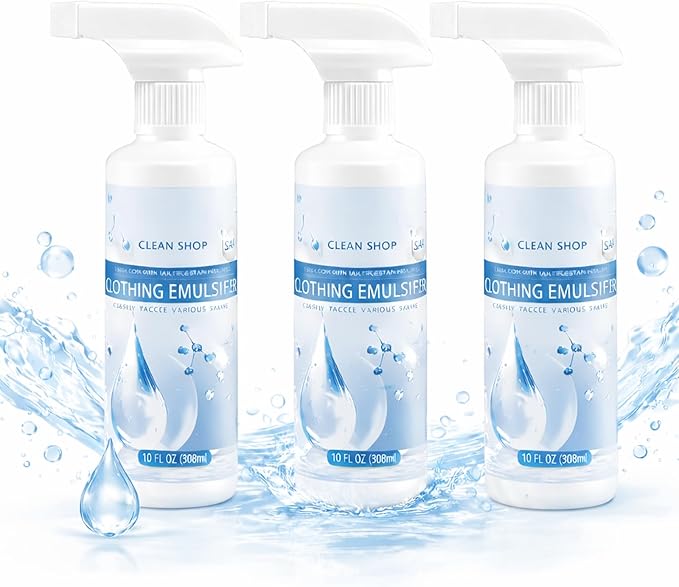 Clothing Emulsifier Non-Ionic Laundry Pre-Treatment - Your Go-To Laundry Cleaner 10 Fl Oz Powerful Fabric Stain Remover Dry-Clean Spray Cleaner Decontamination For Grease Oil and Food (3Pc)